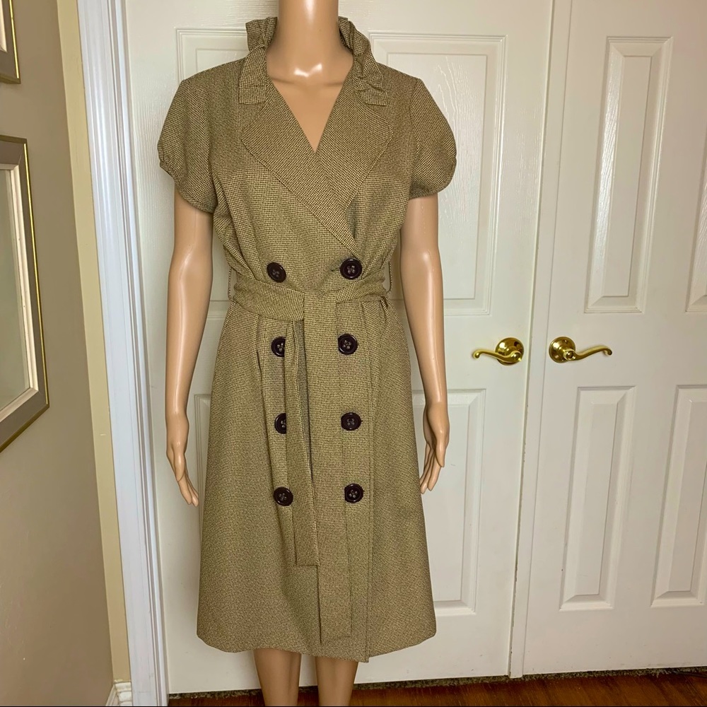 Robbie Bee Houndstooth Double Breasted Dress Sz 10